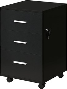 Vinsetto Mobil Irodai Szekrény 3 Zárható Fiókkal 40 x 40 x 61.5 cm Fekete | Aosom