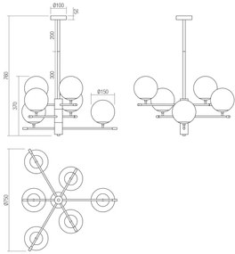 Redo 01-2950 - Csillár rúdon ESSENTIAL 6xE14/28W/230V