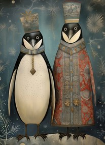 Poszter 40x55cm Királypingvinek