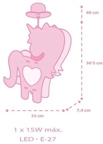 Dalber 41597 - Gyerek csillár UNICORN 1xE27/15W/230V