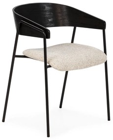 Fekete-bézs kárpitozott karfás étkezőfotel szett 2 db-os Cora – MOME