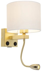 Arany fali lámpa USB-vel, fehér búrával - Brescia Combi