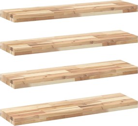 vidaXL 4 db kezeletlen tömör akácfa függőpolc 80 x 20 x 4 cm