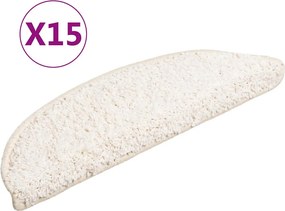 vidaXL 15 db fehér, félkör alakú lépcsőszőnyeg 56 x 17 x 3 cm