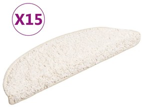 vidaXL 15 db fehér, félkör alakú lépcsőszőnyeg 56 x 17 x 3 cm