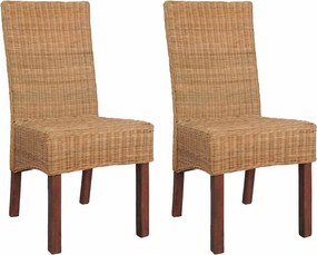 vidaXL 2 db barna természetes rattan étkezőszék
