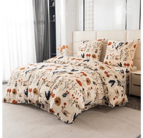 Mikroplüss ágyneműhuzat szett PAPAVA krém színű + mikroplüss lepedő SOFT 180x200 cm fehér, franciaágyhoz