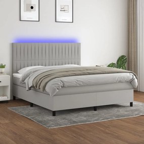 világosszürke szövet rugós és LED-es ágy matraccal 160x200 cm