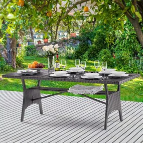 Deuba Takeo rattan asztal 190x90x74 cm - szürke