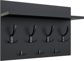 Loft akasztó 50cm Fekete 7 fogantyús Fekete Modern Ruhatartó