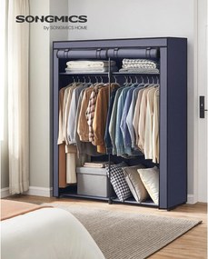 Szövet szekrény, ruhatartó elválasztóval, kék