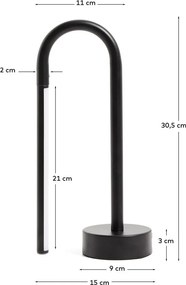 Fekete fém LED asztali lámpa (magasság 30 cm) Bow – Kave Home