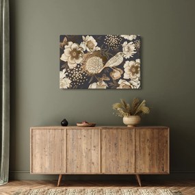 Sötét alapon arany virágok képe (90x60 cm)