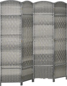 HOMCOM 4-Panel Hajtható Képernyő 180x180 cm Szobaelválasztó Privacy Screen Polipropilén Irodához Hálószobába Szürke Mix | Aosom