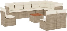 vidaXL 11 részes bézs polyrattan kerti ülőgarnitúra párnákkal