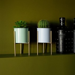 2 darabos virágtartó szett, kék/neo mint/arany, ROZEL SET