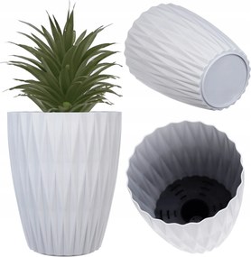 Virágtartó Fedő 17,5cm Műanyag Virágok 3D Kerek Betéttel Szürke