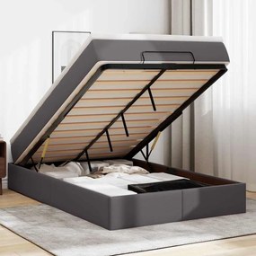 Ottomán ágykeret matraccal Szürke 120x200cm műbőrrel