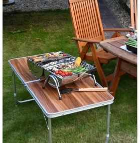 Hordozható faszén grill fényes króm