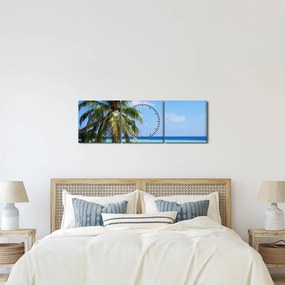 Pálmafák a strandon képe (órával) (90x30 cm)