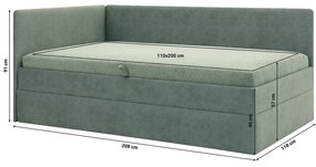 Egyszemélyes ágy 110 cm Optoman (zöld) (ágyráccsal és matraccal) (tárolóhellyel). 1098579