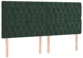 sötétzöld bársony LED-es fejtámla 200x7x118/128 cm