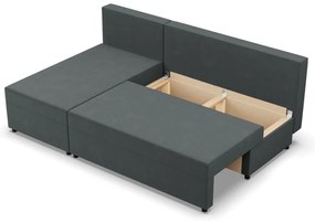 Nobu sarokkanapé, bársony, univerzális oldal, szürke