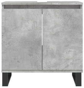 Betonszürke szerelt fa fürdőszobaszekrény 58x33x60 cm