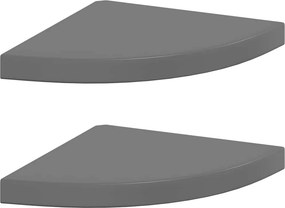 vidaXL 2 db magasfényű szürke MDF lebegő sarokpolc 35 x 35 x 3,8 cm