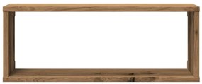 6 db kézműves tölgy színű szerelt fa fali kockapolc 60x15x23 cm