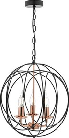 DAR LIGHTING PHO0322 PHOENIX Klasszikus Függesztett Lámpa Fekete, Réz E14 IP20