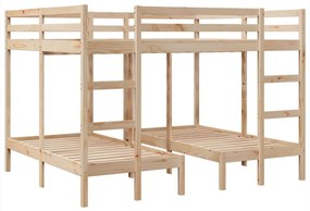 tömör fenyőfa tripla emeletes ágykeret 160x200/80x160 cm