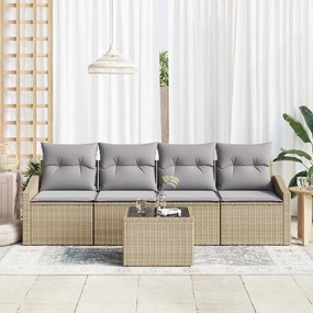 Kerti Kanapé Szett 5 pcs Beige és Világosszürke 55 x 55 x 37 cm