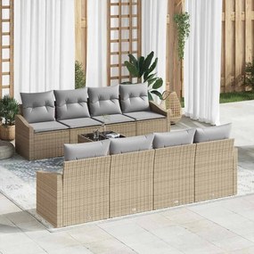 Kerti Kanapé Szett 9 pcs Beige és Világosszürke 55 x 55 x 37 cm