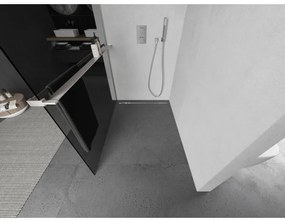 Mexen Kioto+, Walk-In zuhany paraván polccal és akasztóval 110 x 200 cm, 8mm szürke üveg, csiszolt acél profil, 800-110-121-97-40