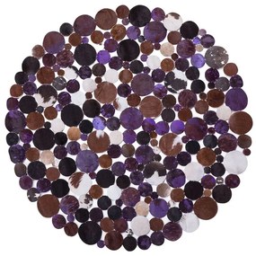 Foltos barna és lila bőrszőnyeg ⌀ 140 cm SORGUN Beliani