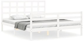 vidaXL fehér tömör fa ágykeret fejtámlával 160 x 200 cm