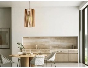 Tömörfa függőlámpa zsinóron 1xE27/60W/230V, átmérő 38 cm, tömörfa/kőris/kaucsukfa