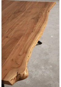 Natúr színű étkezőasztal akácfa asztallappal 100x200 cm Mudri – Marckeric