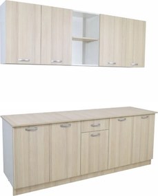 Nisa konyhabútor, Világos szil / Fehér, 200 cm