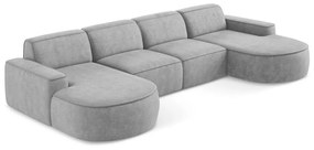 Világosszürke zsenília sarokkanapé (U alakú) Omao – Makamii