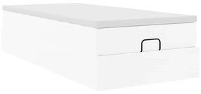 Ottomán ágykeret matraccal Fehér 90x200cm műbőrrel