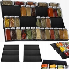 Fűszertartó Fiók Betét Becsúsztatható Rendszerező Polc Állítható Fekete