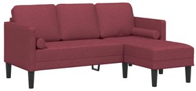 3-Fős L-alakú kanapé Bordó 160 cm Szövet
