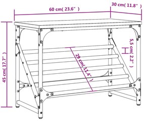 füstös tölgy színű szerelt fa cipőtartó 60x30x45 cm