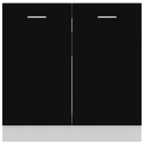 fekete szerelt fa mosogató alsószekrény 80 x 46 x 81,5 cm