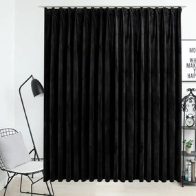 vidaXL fekete bársony sötétítőfüggöny kampókkal 290 x 245 cm