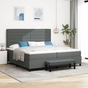 Box Spring Ágy Matracot és Padot Sötétszürke 200x200 cm Szövet
