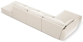 Bézs bársony sarokkanapé (bal oldali-heverő résszel) Vanda – Mazzini Sofas