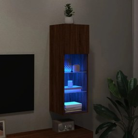 barna tölgyszínű TV-szekrény LED-lámpákkal 30,5x30x90 cm